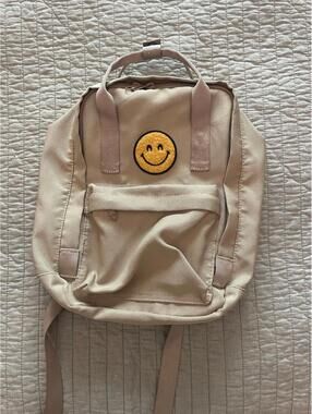 Forever 21 kids yellow smiley tan mini backpack